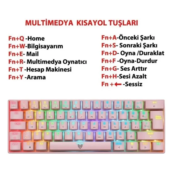 Blueforce Majesty RGB TKL Red Switch Kablolu Mekanik Oyuncu Klavyesi - Görsel 9