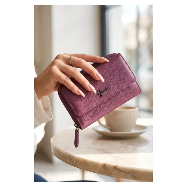 Grande 2754 Siyah Detay Hakiki Deri Kadın Cüzdan Kartlık Clutch - Kırmızı - Görsel 10