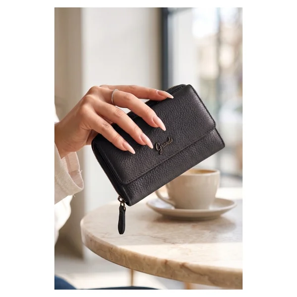 Grande 2754 Siyah Detay Hakiki Deri Kadın Cüzdan Kartlık Clutch - Kırmızı - Görsel 9