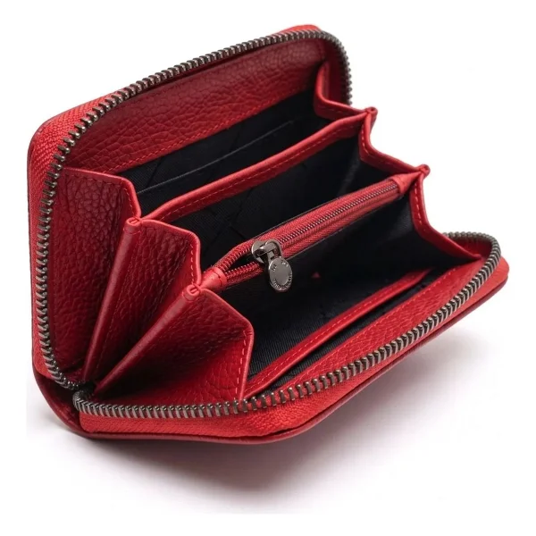 Grande 2754 Siyah Detay Hakiki Deri Kadın Cüzdan Kartlık Clutch - Kırmızı - Görsel 6