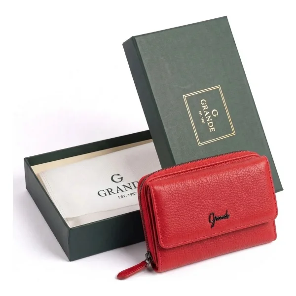 Grande 2754 Siyah Detay Hakiki Deri Kadın Cüzdan Kartlık Clutch - Kırmızı - Görsel 7
