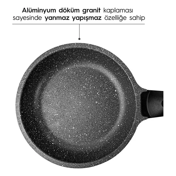 Nehir Siyah 3'lü Döküm Granit Tava Seti - Görsel 2