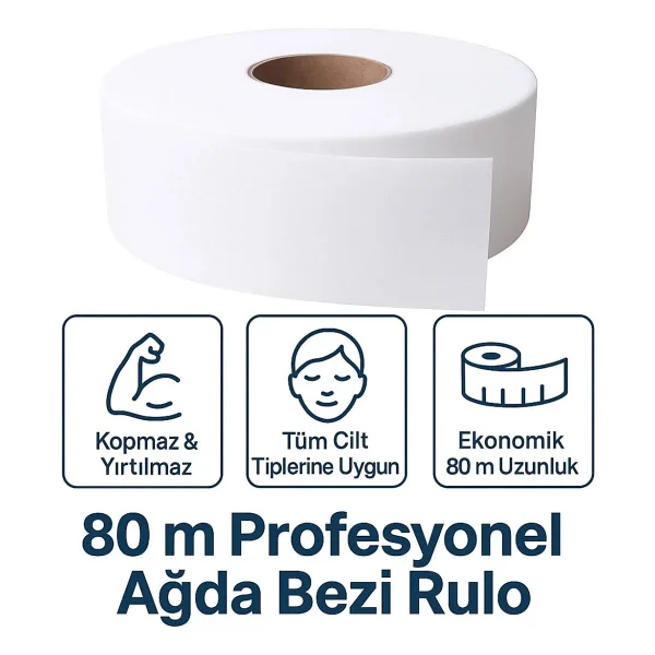 Owersea 80 Metre Ağda Bezi Rulo - Yırtılmaz Kopmaz, Tüm Cilt Tiplerine Uygun Profesyonel Kullanım. - Görsel 6