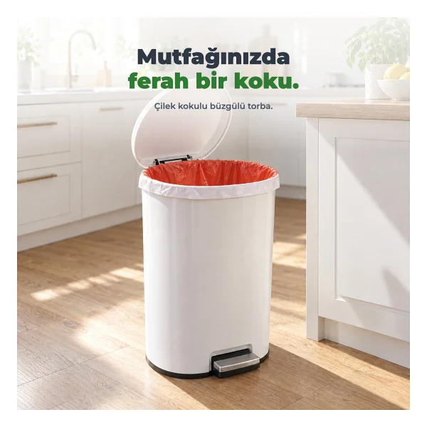 Florex Çilek Kokulu Büzgülü Büyük Boy Çöp Poşeti 10'lu 5 Adet - Görsel 9
