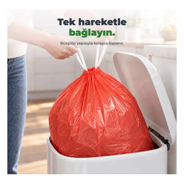Florex Çilek Kokulu Büzgülü Büyük Boy Çöp Poşeti 10'lu 5 Adet - Görsel 10