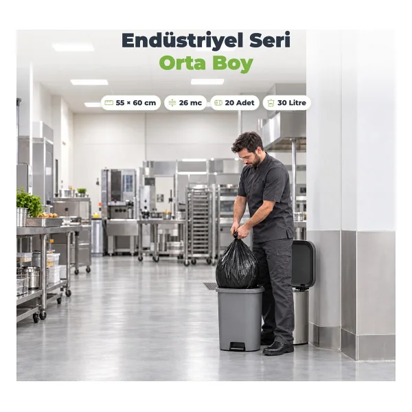 Florex Endüstriyel Orta Boy Çöp Poşeti 20'li 25 Adet - Görsel 4