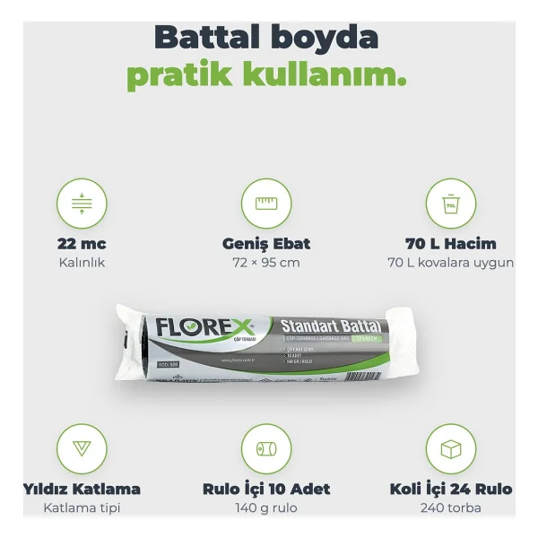 Florex Standart Battal Boy Çöp Poşeti 10'lu 10 Adet - Görsel 2