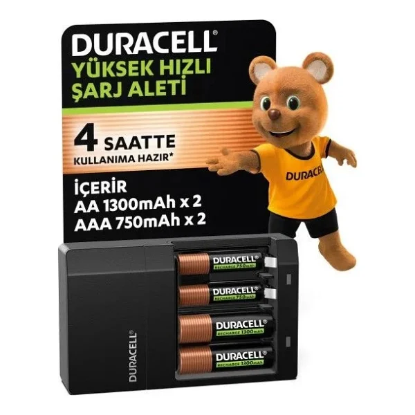 Duracell CEF 14 Pil Şarj Aleti + 1300 mAh 2'li AA + 750 mAh 2'li AAA Şarj Edilebilir Pil - Görsel 7