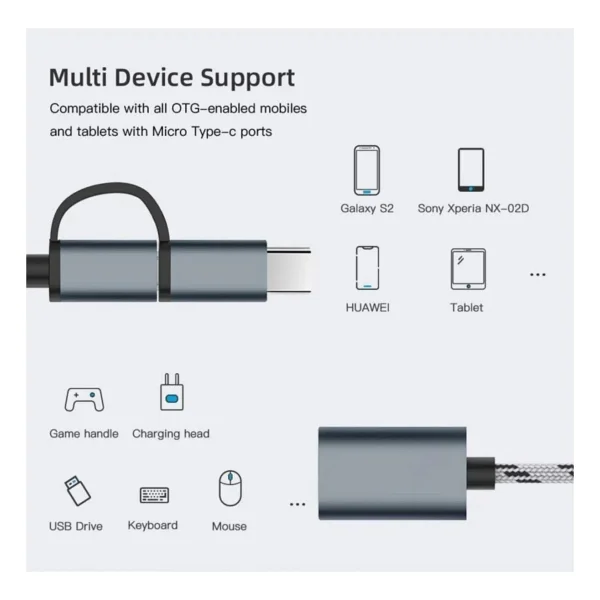 Alfais 4901 USB to Type-C Micro USB Dönüştürücü - Görsel 5