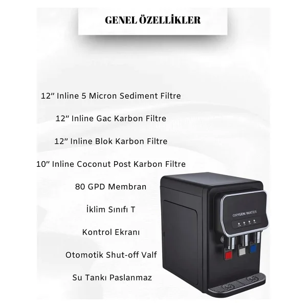 Oxygen Water Tezgah Üstü Sıcak Soğuk Arıtmalı Su Sebili - Görsel 10