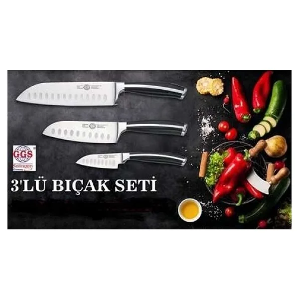GGS Solingen Germany Solingen Santoku Şef Bıçağı 3'lü Set - Görsel 6