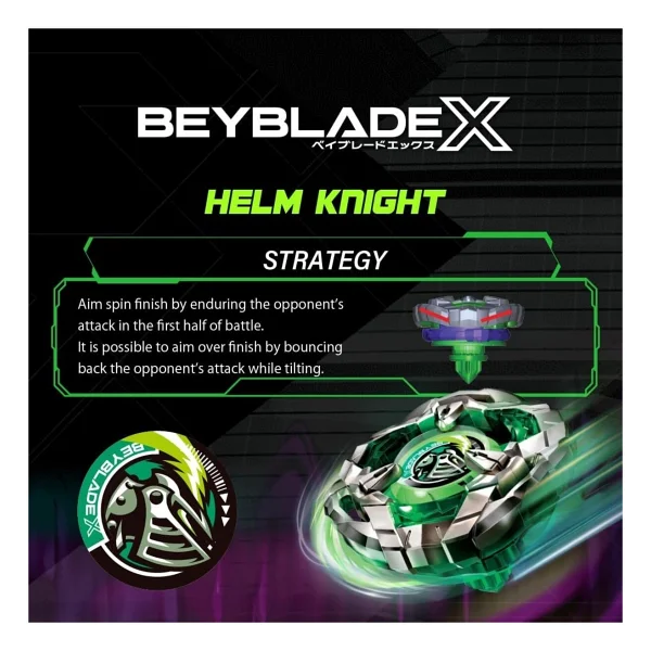 Beyblade x Helm Knight 3-80N Başlangıç Seti - Takara Tomy Orijinal Metal Beyblade + Fırlatıcı - Yeşil - Görsel 6