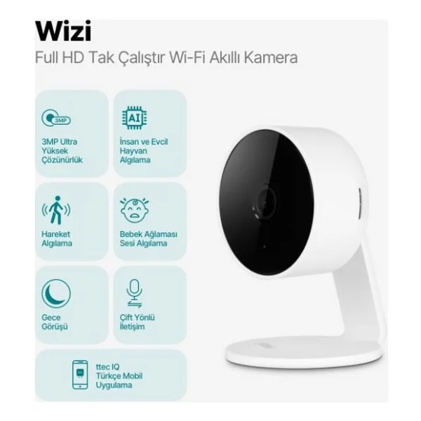Ttec Wizi 2AGK03 Full HD Wi-Fi Güvenlik Kamerası - Görsel 2