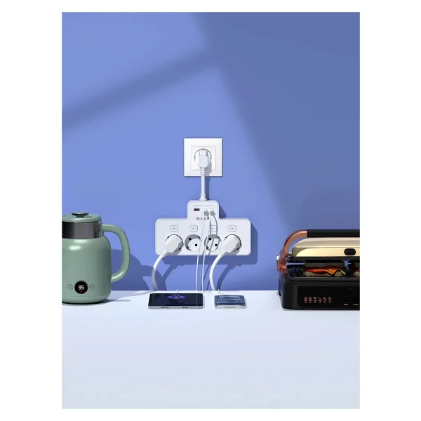 S-link PRZ08 Type-C Anahtarlı USB'li 15 cm 4'lü Akım Korumalı Priz - Görsel 5