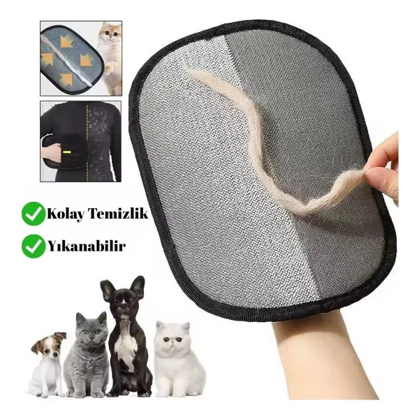 Kedi Köpek Tüy Toplayıcı Yıkanabilir Statik Eldiven Koltuk Halı Elbise Tüy Temizleme Aparatı 24X16,5 - Görsel 6