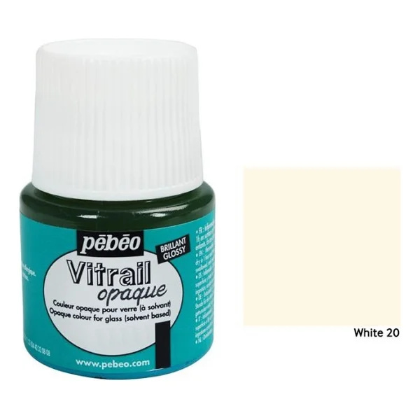 Pebeo Vitrail Cam Boyası 45 ml. 20 White - Görsel 2