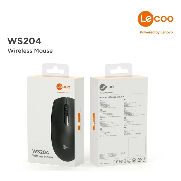 Lenovo Lecoo WS204 Siyah Ergonomik Optik Kablosuz Mouse - Görsel 5