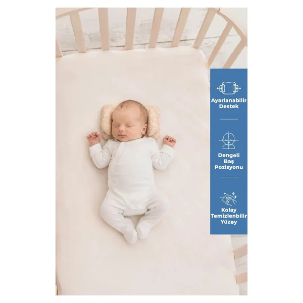 Babyjem Ayarlanabilir Düz Kafa Yastığı Somon Çiçek - Görsel 8