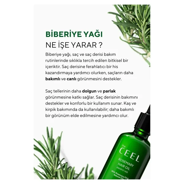 The Ceel 2'li Saç Bakım Seti Biberiye Suyu - Biberiye Yağı - Görsel 3