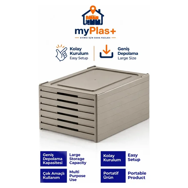 Myplas Çok Amaçlı 6 Katlı Katlanabilir Taşınabilir Premium Portatif Organizer Ayakkabılık - Kahverengi - Görsel 3