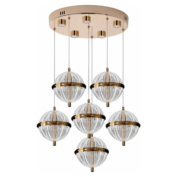Apliqa Barkın 6'lı 40 Watt Yuvarlak Gold Ledli Modern Salon Avize - Görsel 3