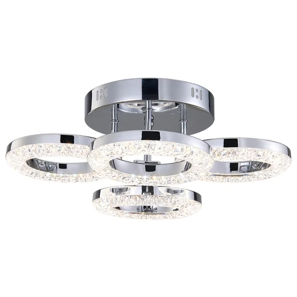 Apliqa Oylum Krom 4'lü Kristal Plafonyer LED Avize - Görsel 2