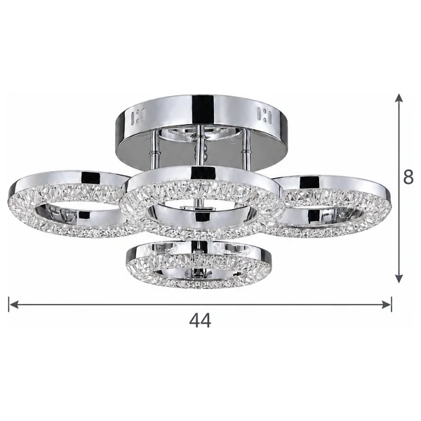 Apliqa Oylum Krom 4'lü Kristal Plafonyer LED Avize - Görsel 5