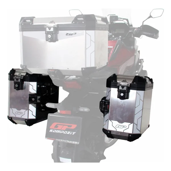 GP KOMPOZİT Gp Kompozit Universal 40 Lt X 2 Alüminyum Motosiklet Yan Çanta Seti Gri - Görsel 3
