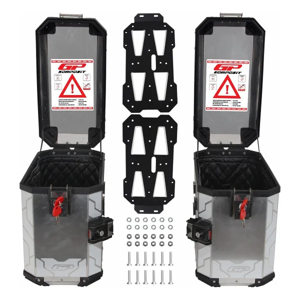 GP KOMPOZİT Gp Kompozit Universal 40 Lt X 2 Alüminyum Motosiklet Yan Çanta Seti Gri - Görsel 7