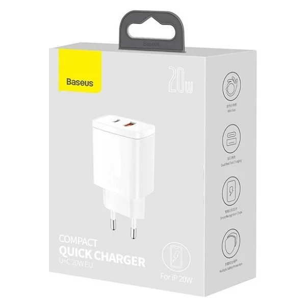 Baseus Compact 20 W Beyaz Hızlı Şarj Adaptörü - Görsel 5