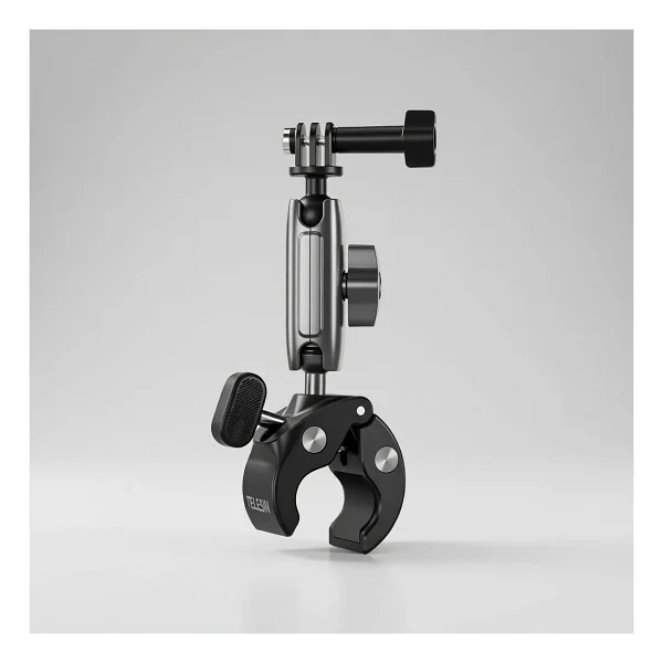TELESIN Motosiklet Gidonu Bisiklet Montaj Kelepçeleri için GoPro Hero 13 12 11 10 9 DJI OSMO Action 5 Pro 4 3 Insta360,360° Çift Top Başlı Kelepçe Tutucu 1/4-20 mm Kamera ve Telefon için Adaptör - Görsel 8