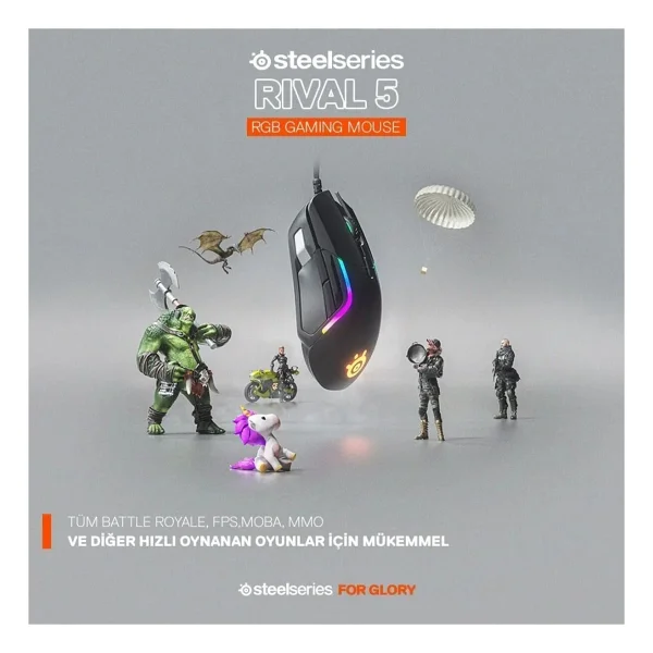 SteelSeries Rival 5 RGB Optik Kablolu Oyuncu Mouse - Görsel 10