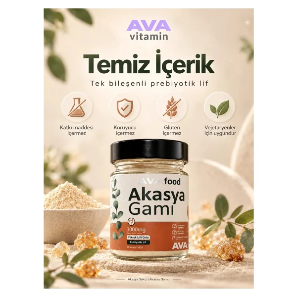 Akasya Gamı Prebiyotik Lif Kaynağı Saf Temiz Içerik 150 Gram Ava Vitamin Food - Görsel 3