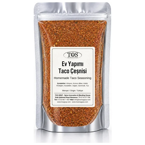 TOS The Organic Spices Ev Yapımı Taco Çeşnisi 250 gr Homemade Taco Seasoning - Premium Quality Baharat Karışımı - Görsel 5