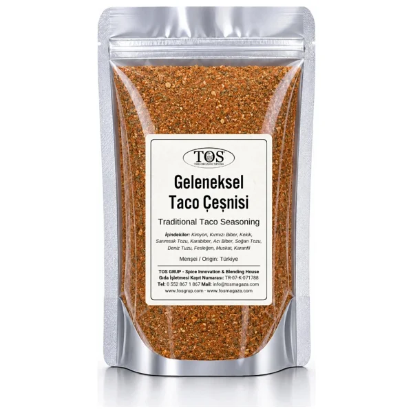 TOS The Organic Spices Geleneksel Taco Çeşnisi 250 gr Traditional Taco Seasoning - Premium Quality Baharat Karışımı - Görsel 5