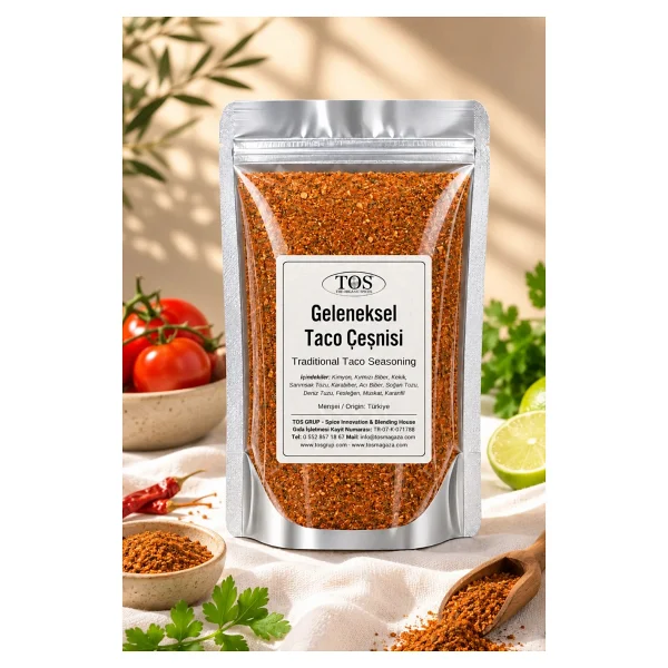 TOS The Organic Spices Geleneksel Taco Çeşnisi 250 gr Traditional Taco Seasoning - Premium Quality Baharat Karışımı - Görsel 2
