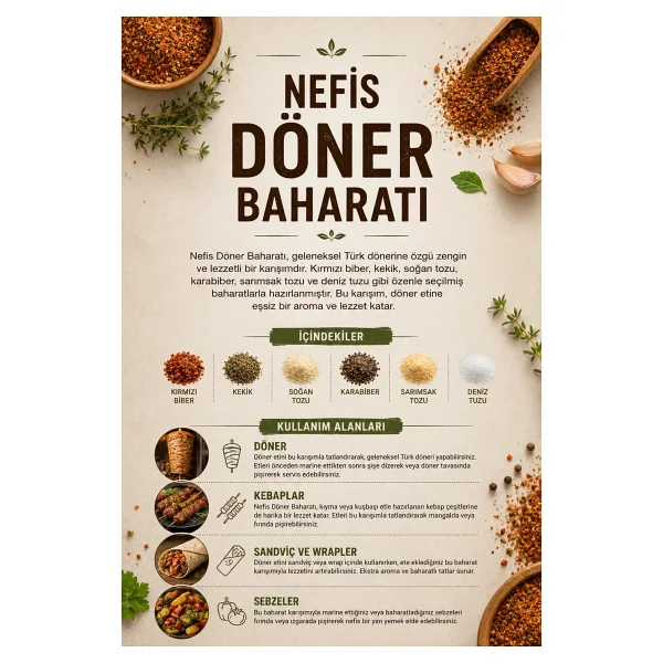 TOS The Organic Spices Nefis Döner Baharatı 100 gr Delicious Döner Spice - Premium Quality Baharat Karışımı - Görsel 3