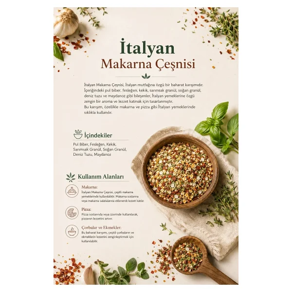 Tos The Organic Spices İtalyan Makarna Çeşnisi 100 gr - Görsel 4