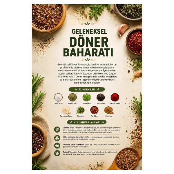 TOS The Organic Spices Geleneksel Döner Baharatı 250 gr Traditional Döner Spice - Premium Quality Baharat Karışımı - Görsel 3