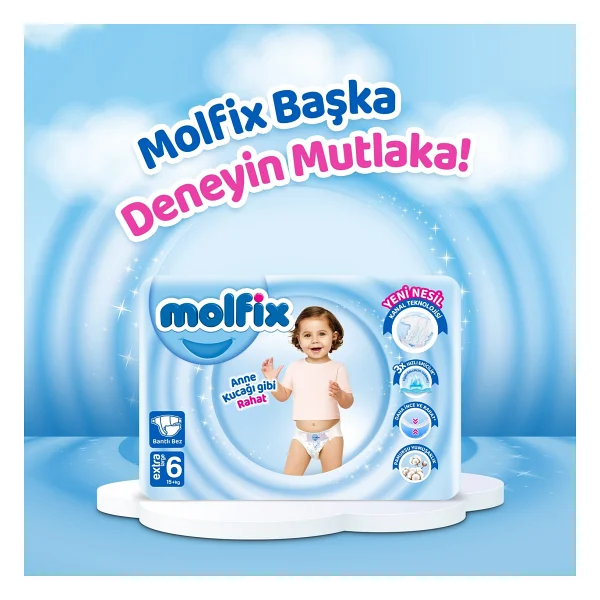 Molfix 6 Numara Extra Large 124'lü Bebek Bezi - Görsel 9