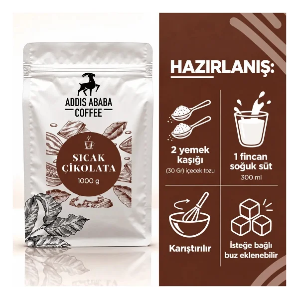 Addis Ababa Coffee Sıcak Çikolata 1 kg - Görsel 3