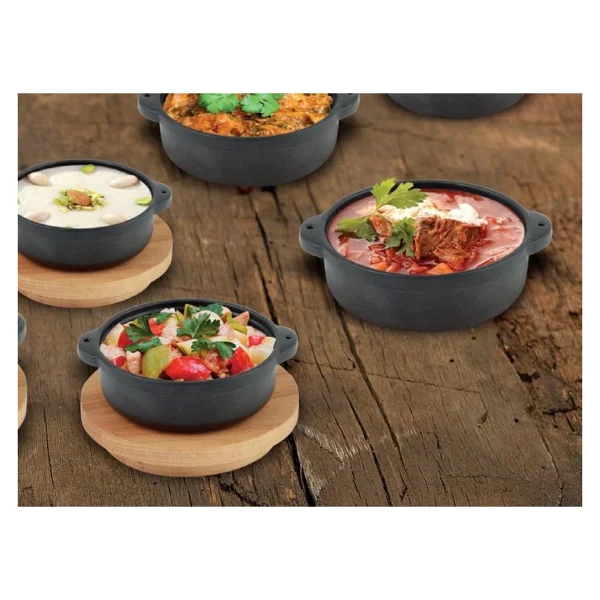 Lava Ahşap Altlıklı 11 cm Döküm Güveç Kabı - Görsel 2
