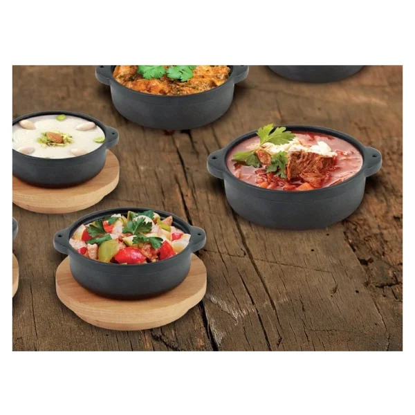 Lava Ahşap Altlıklı 11 cm Döküm Güveç Kabı - Görsel 4