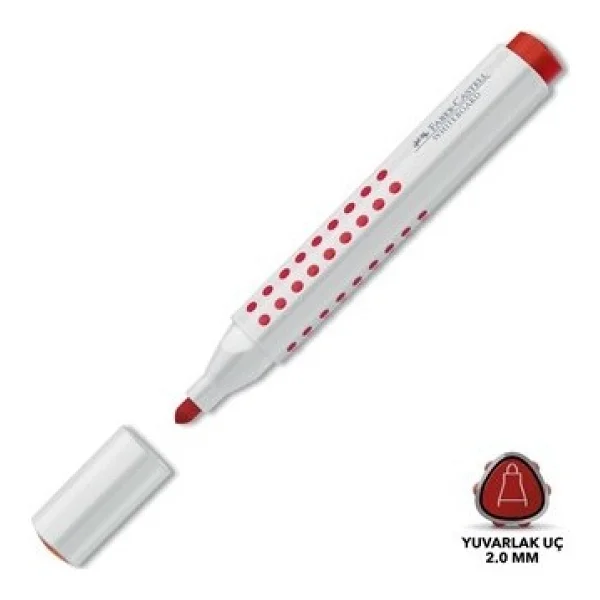 Faber-Castell Grip Yuvarlak Uç Beyaz Tahta Kalemi Kırmızı - Görsel 2