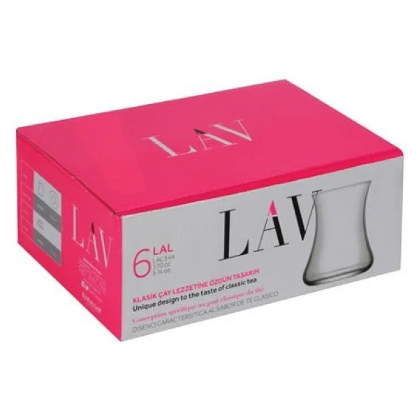 Lav Çay Bardağı Seti Kulpsuz Şeffaf Cam 170 ml 6 Parça Desensiz Tasarım - Görsel 3