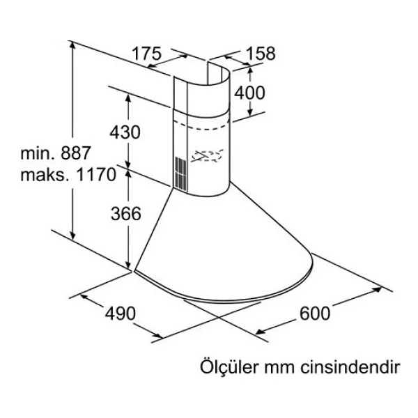 Bosch DWA061450 Inox Duvar Tipi Davlumbaz - Görsel 2