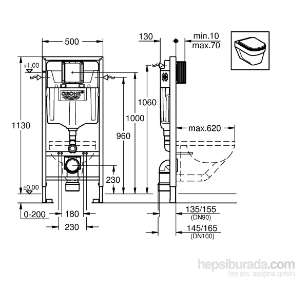 Grohe 38528001 13 cm Rapid SL Pnömatik Gömme Rezervuar - Görsel 2