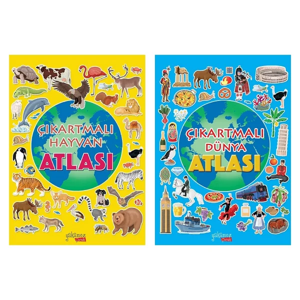 Çıkartmalı Hayvan Atlası + Çıkartmalı Dünya Atlası 2 Kitap Set - Görsel 2
