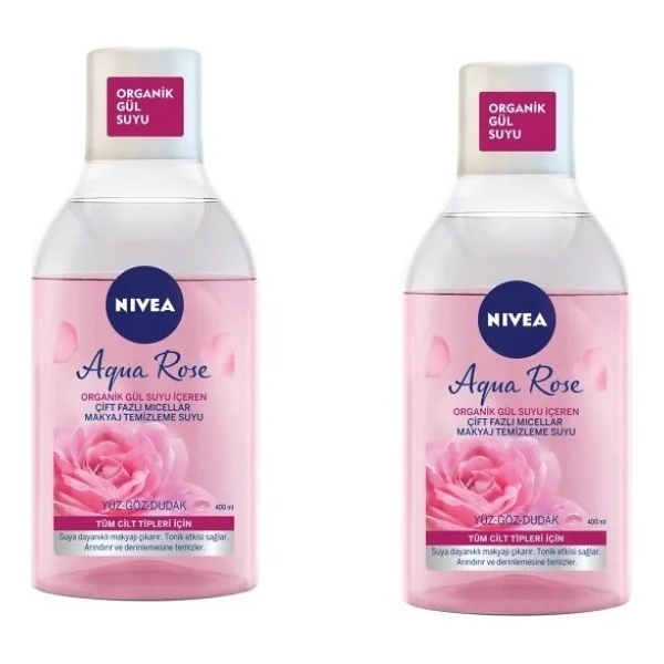 Nivea Micellar Aqua Rose Gül Suyu Çift Fazlı 400 ml 2 Adet Makyaj Temizleme Suyu - Görsel 2