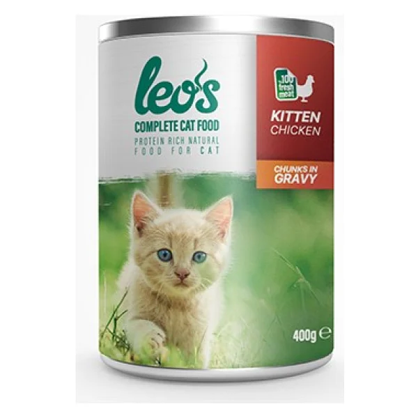 Leo 's Tavuk Parça Etli Soslu 400 gr Yavru Konserve Kedi Maması - Görsel 2